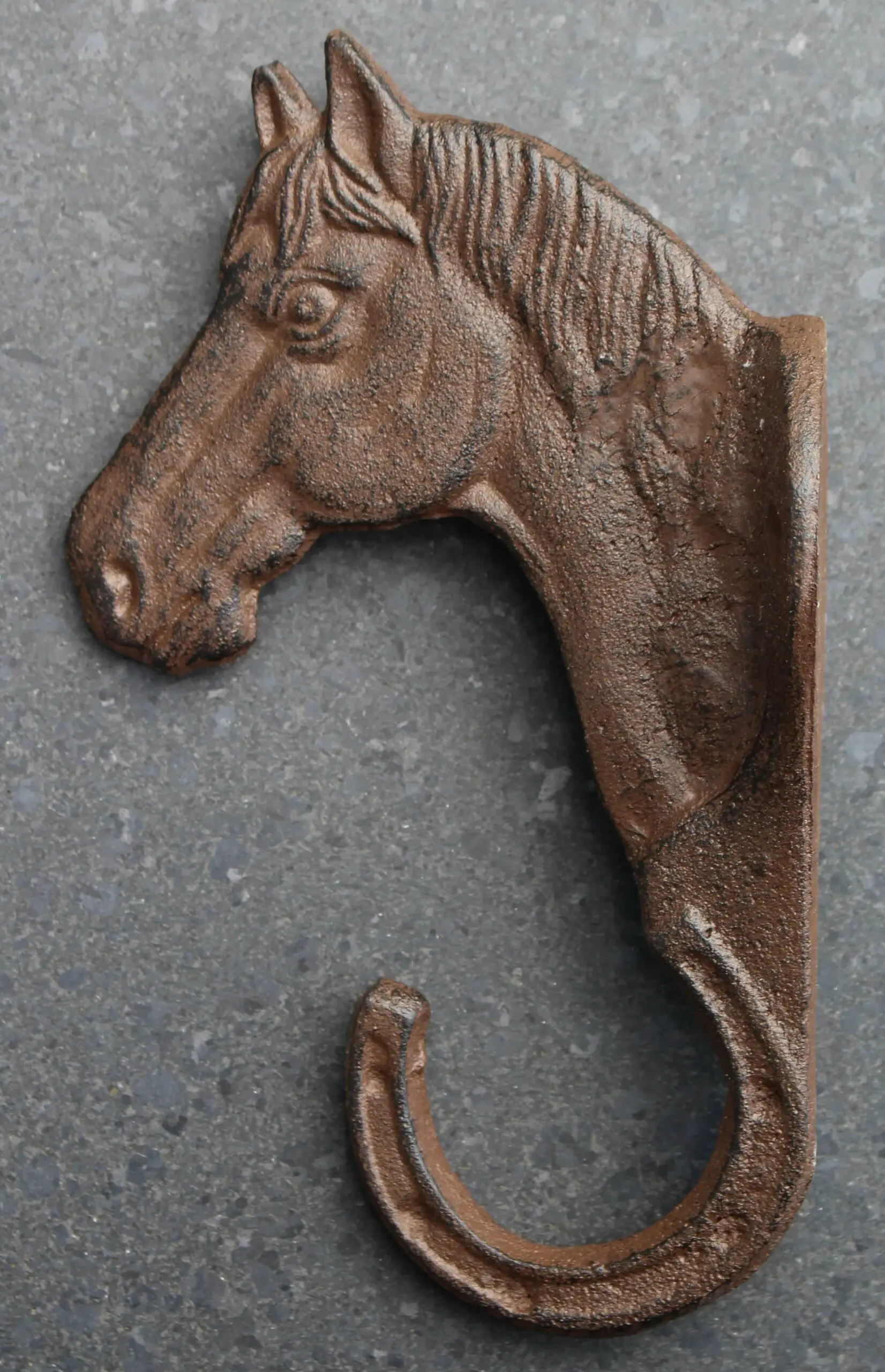 Kapstokhaak paard in hoefijzer, gietijzer LH144 - Afbeelding 3