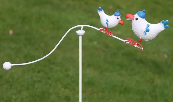 Windspel met 2 vogels, blauw/wit  WS446