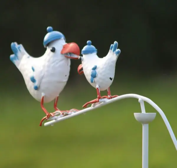 Windspel met 2 vogels, blauw/wit  WS446 - Afbeelding 2