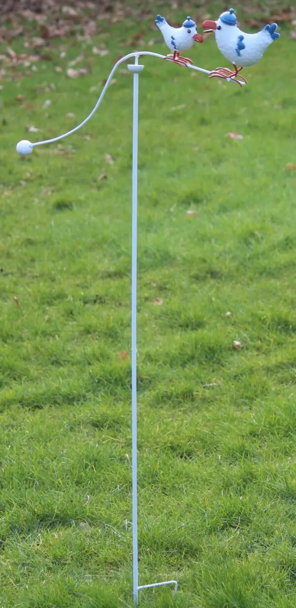 Windspel met 2 vogels, blauw/wit  WS446 - Afbeelding 3
