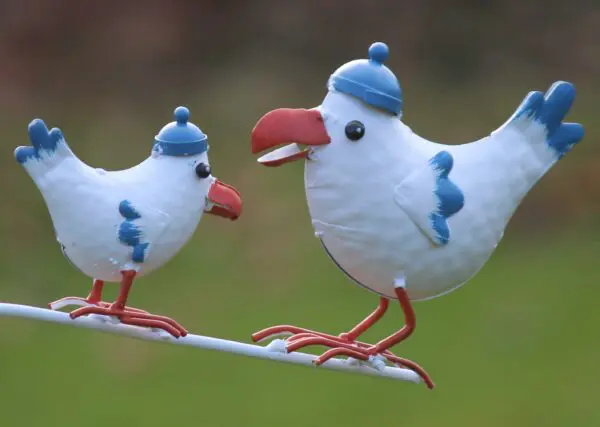 Windspel met 2 vogels, blauw/wit  WS446 - Afbeelding 4