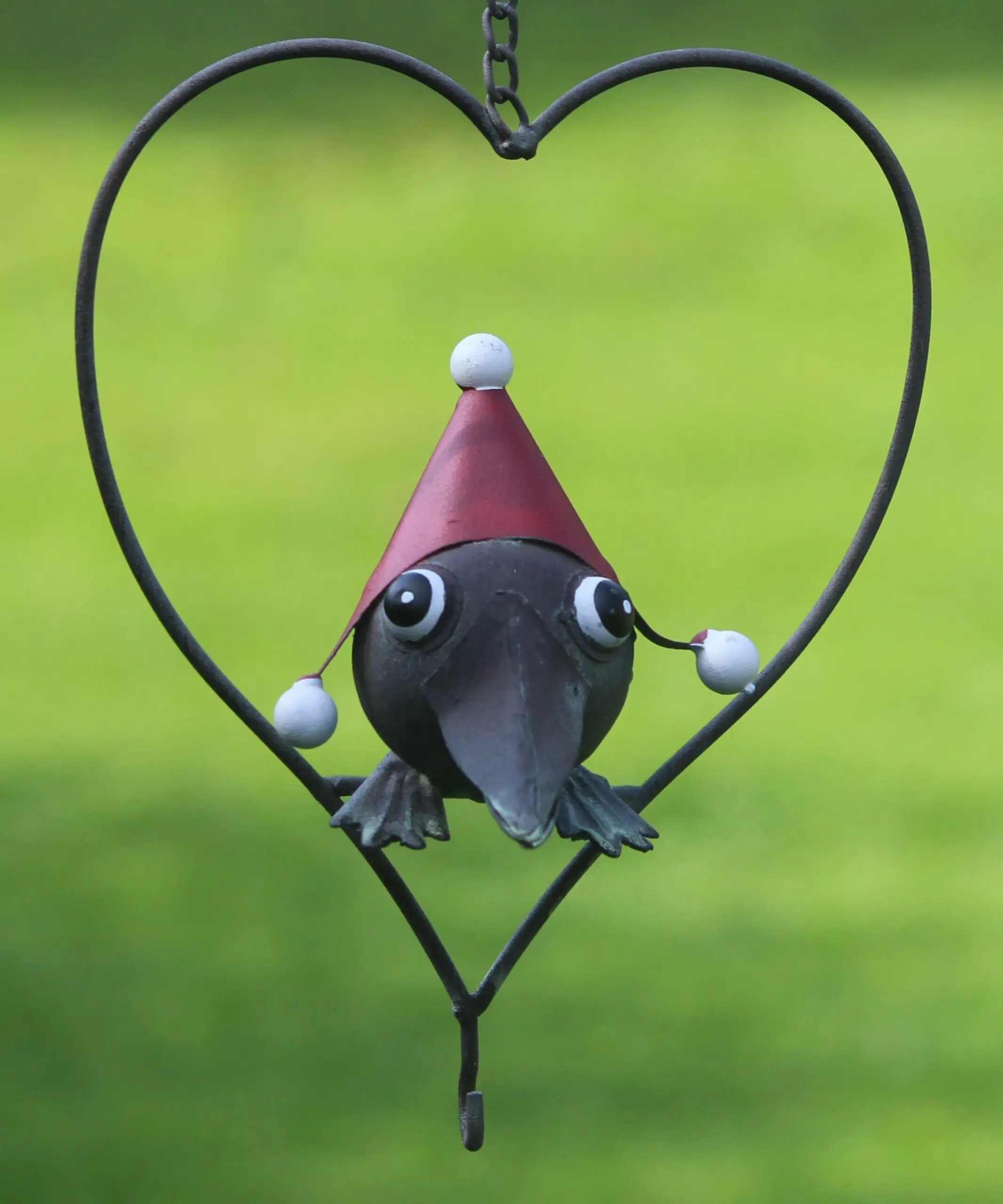 Vetbolhanger, vogelvoerhanger vogel in hart, metaal VH225