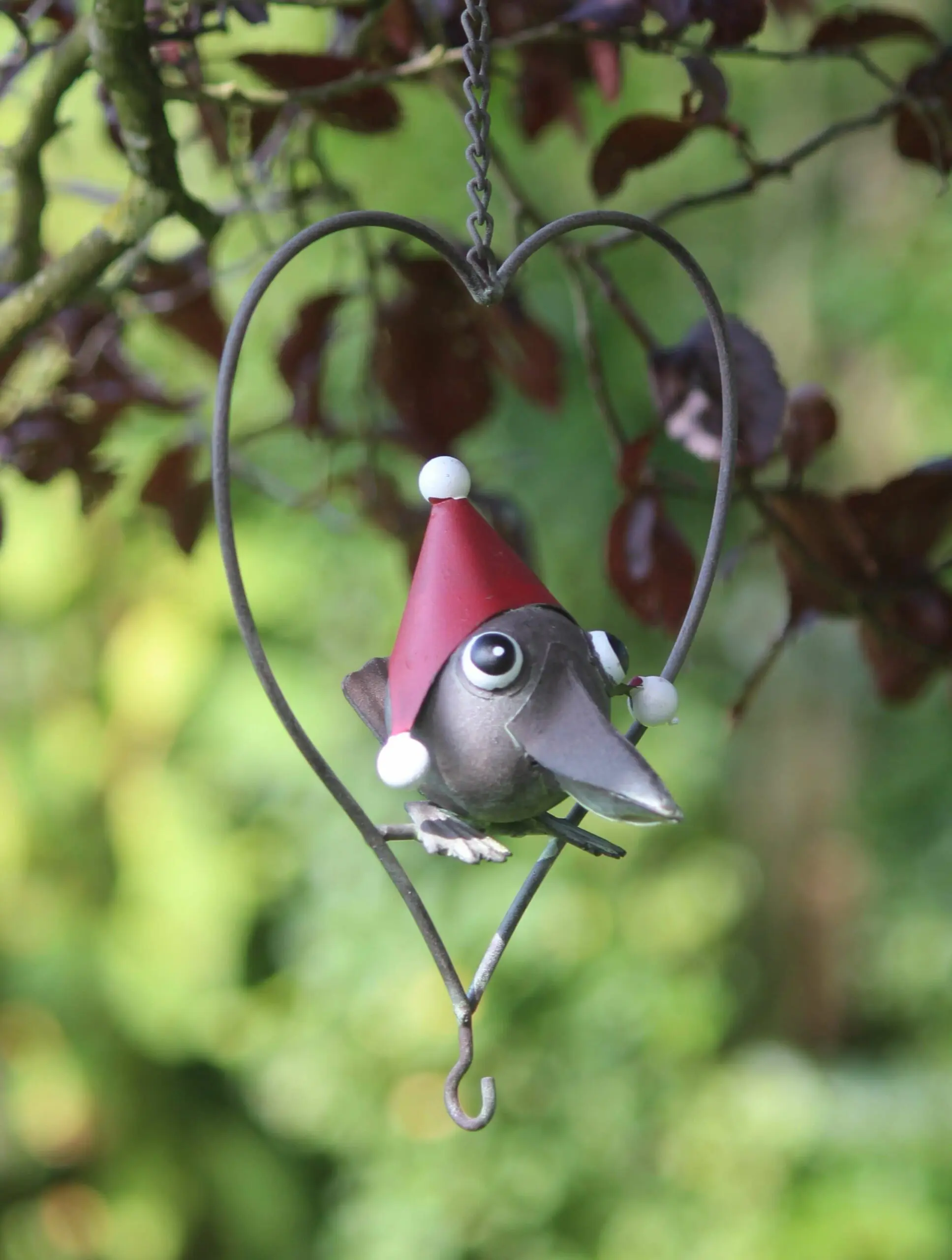 Vetbolhanger, vogelvoerhanger vogel in hart, metaal VH225 - Afbeelding 3