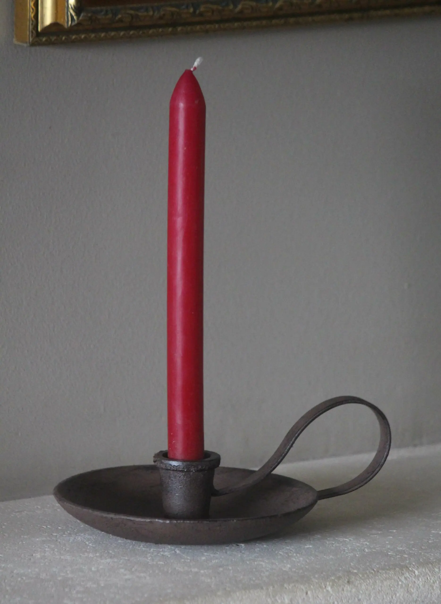 Kandelaar met oor, donkerbruin gietijzer KG009 - Afbeelding 2