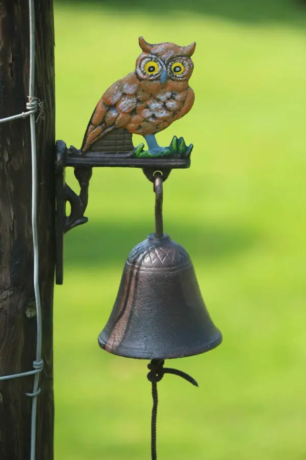 Deurbel uil, gietijzer, gekleurd DB185 - Afbeelding 2