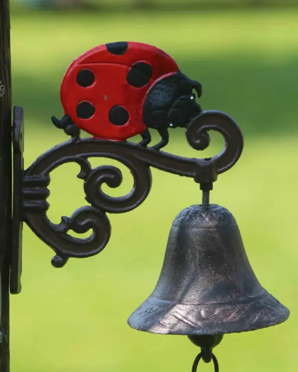 Deurbel lieveheersbeestje, rood met bruin, gietijzer DB210