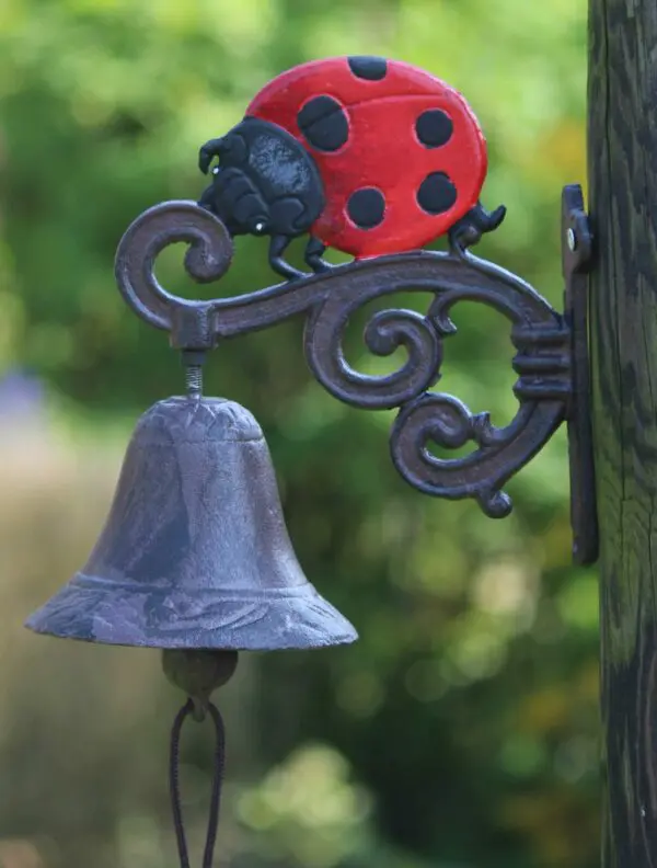Deurbel lieveheersbeestje, rood met bruin, gietijzer DB210 - Afbeelding 2