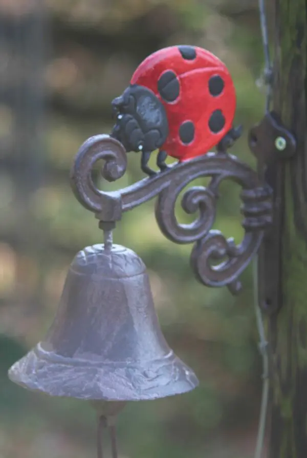 Deurbel lieveheersbeestje, rood met bruin, gietijzer DB210 - Afbeelding 4