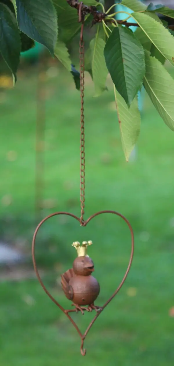 Vetbolhanger Vogel in Hart met Gouden Kroon, Roestig Bruin - Afbeelding 3