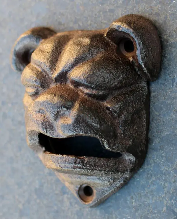Flesopener Bulldog, Hond, Gietijzer, Schroefbaar TT204 - Afbeelding 2