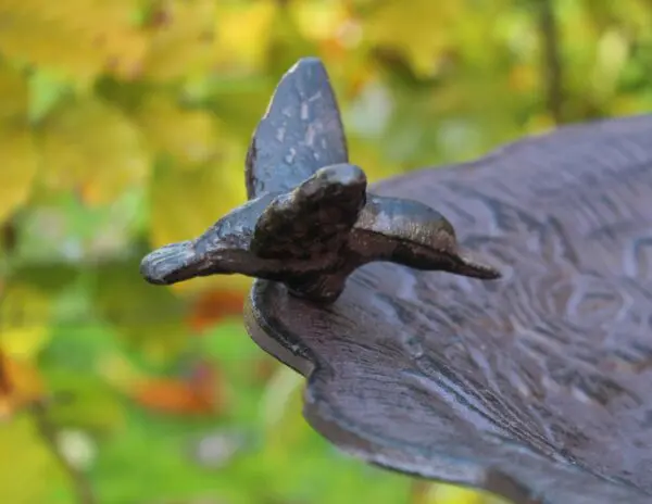 Vogelschaal, vogelbad met vogel op voet, gietijzer VB140 - Afbeelding 3