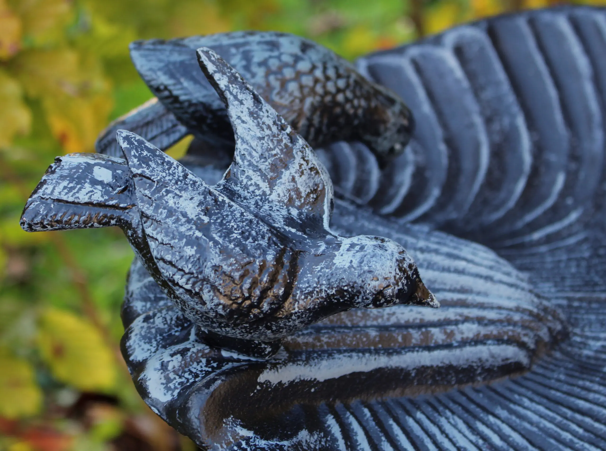 Vogelschaal, vogelbad op hoge voet, gietijzer, grijs-zwart VB174G - Afbeelding 3