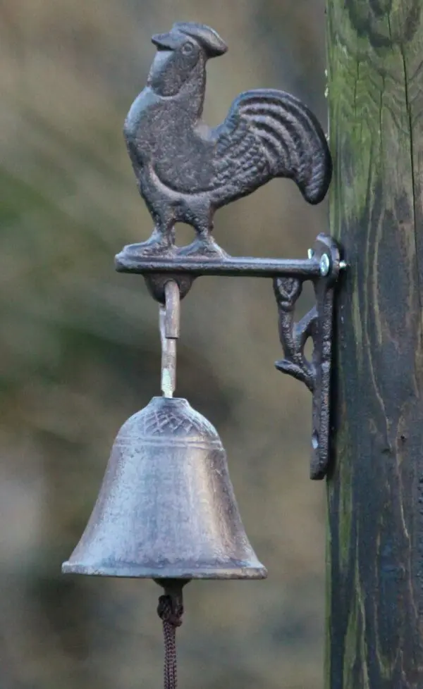 Deurbel haan, gietijzer, bruin DB139B