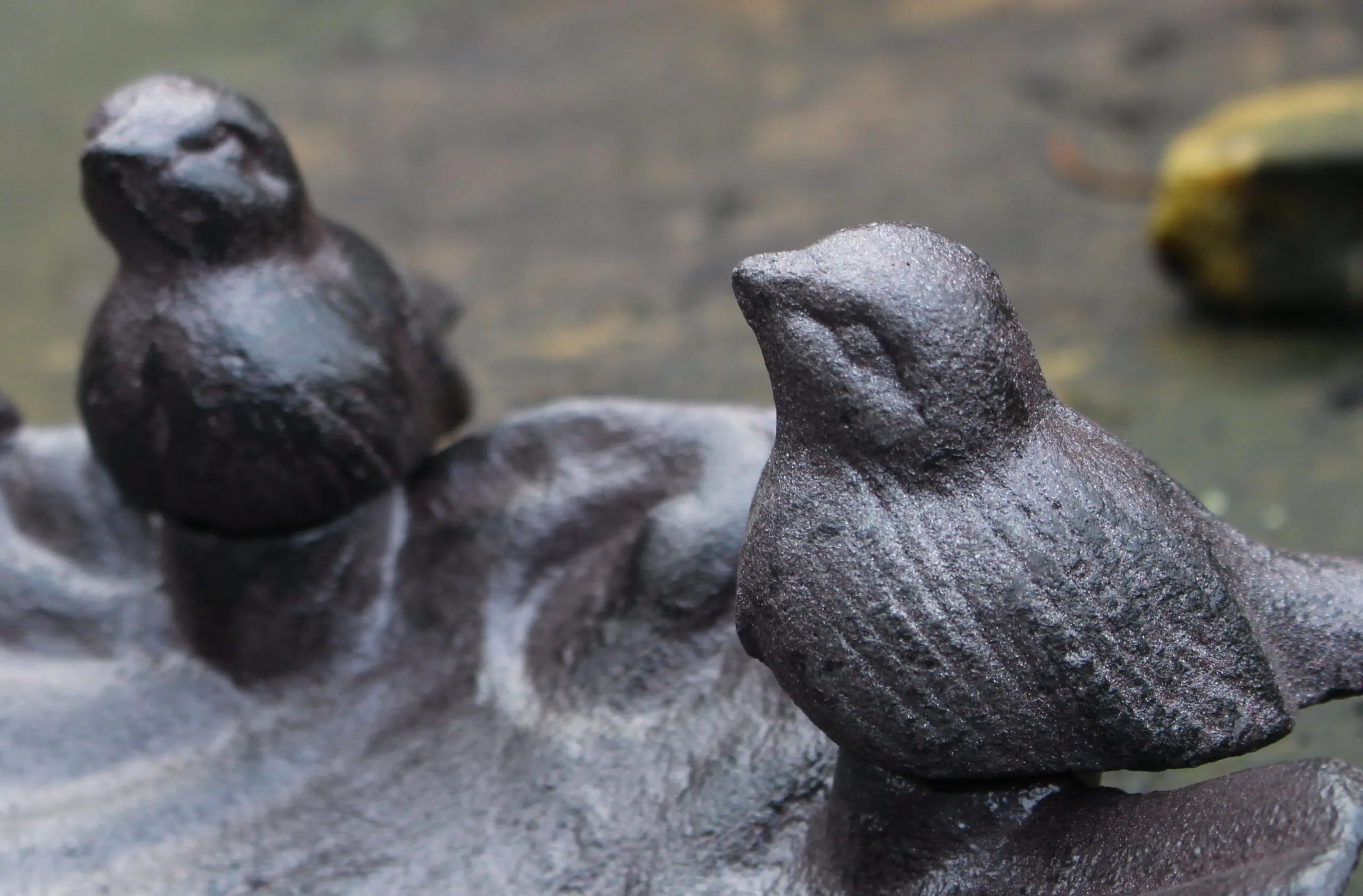 Vogelschaal, vogelbad schelp met vogels, gietijzer VB178 - Afbeelding 3