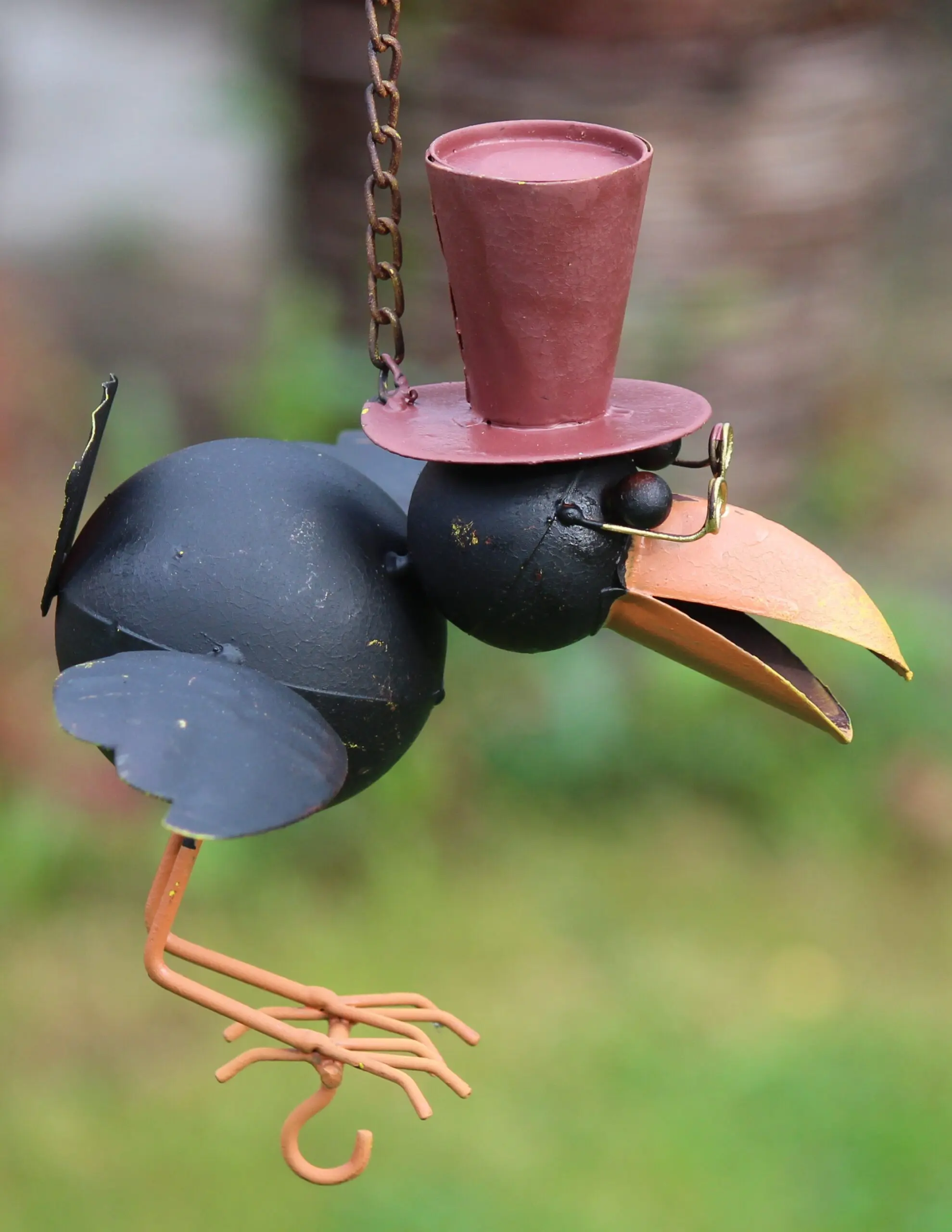 Vogelvoerhanger, vetbolhanger vogel met hoed en bril, groot VH361 - Afbeelding 4