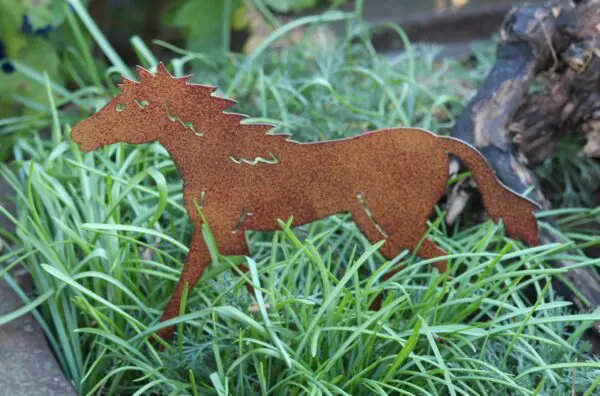 Tuinsteker paard, pony, roestkleurig metaal SP250