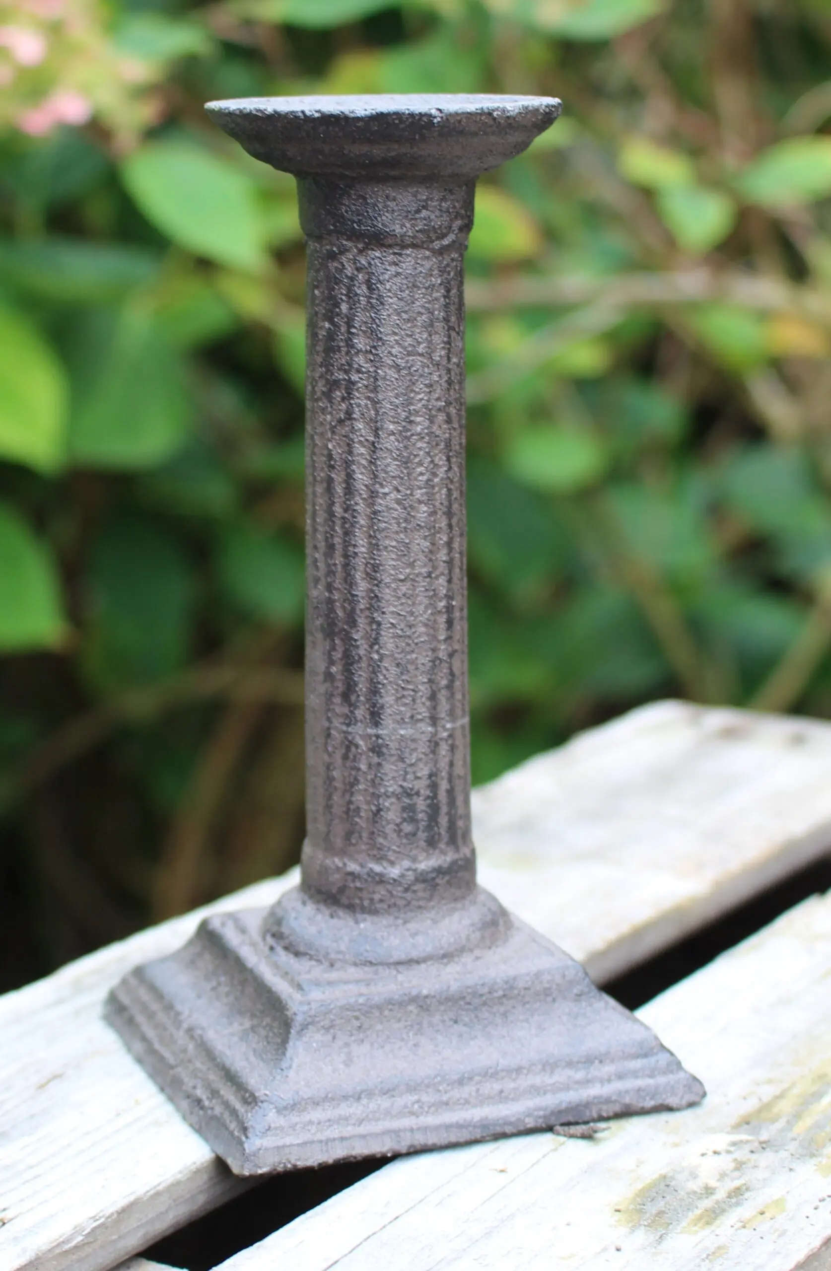 Kandelaar vierkant 15,8 cm. bruin, gietijzer KG070 - Afbeelding 2