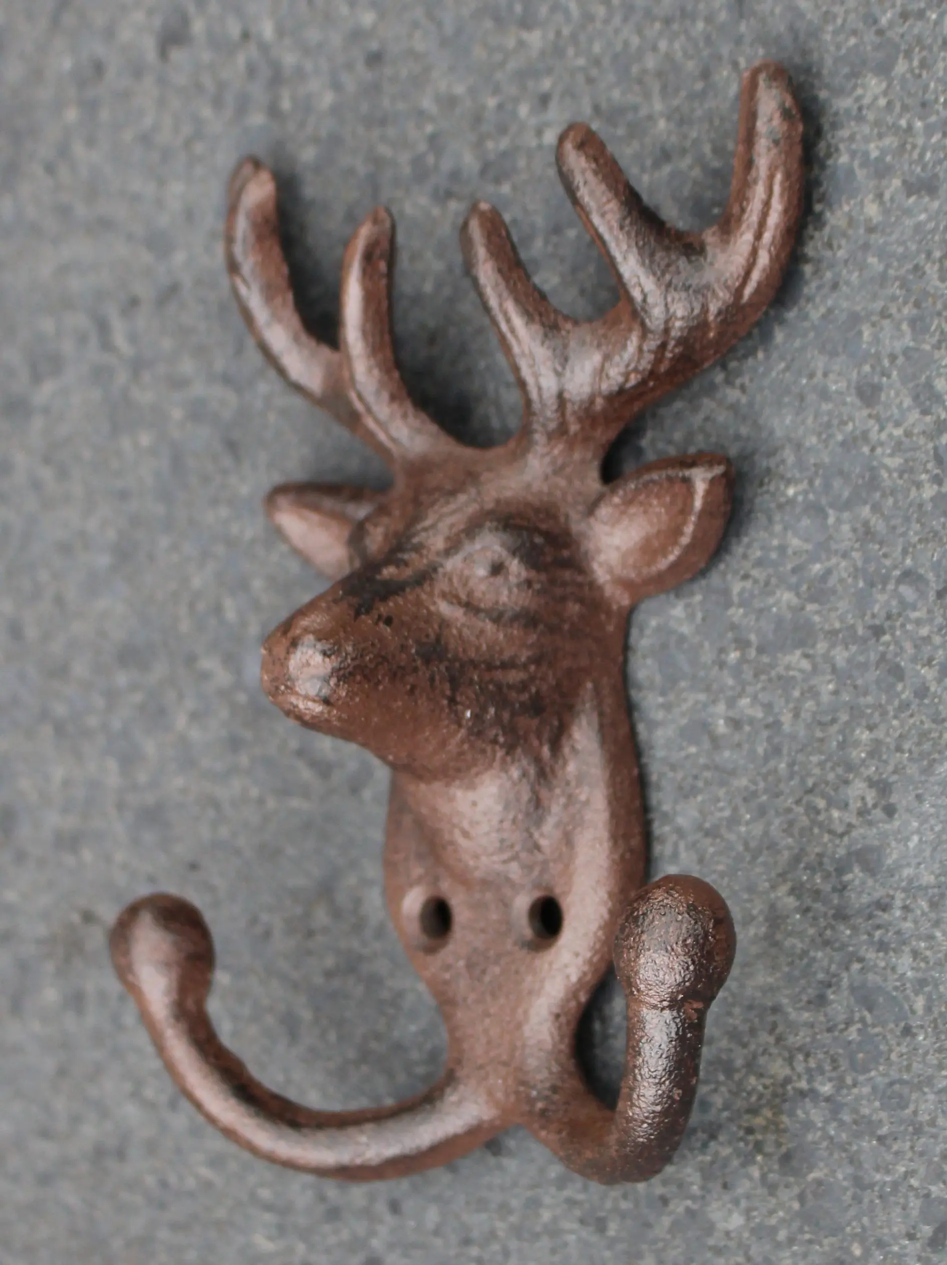 Kapstokhaak hert met gewei, 2 haken, gietijzer KH769