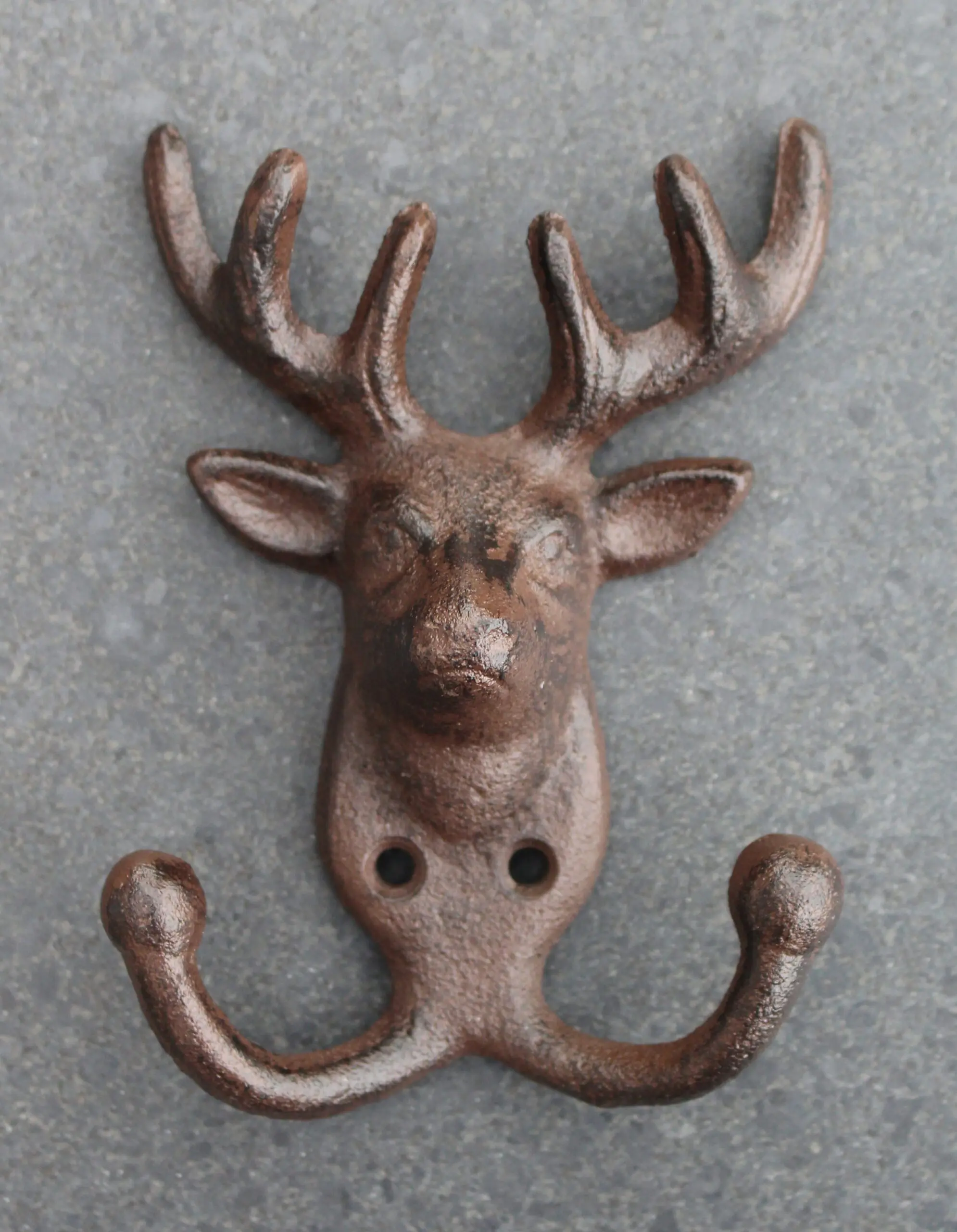 Kapstokhaak hert met gewei, 2 haken, gietijzer KH769 - Afbeelding 2