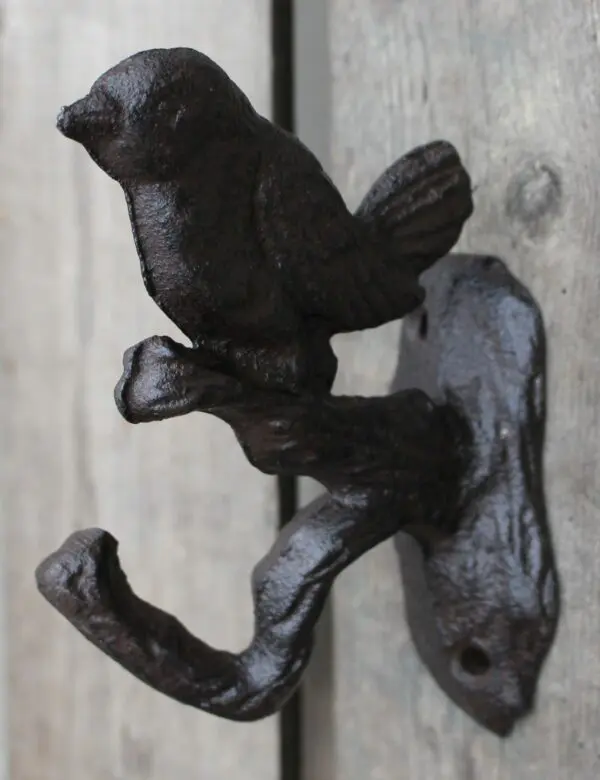 Kapstokhaak Vogel op Tak, Gietijzer LH273 - Afbeelding 2