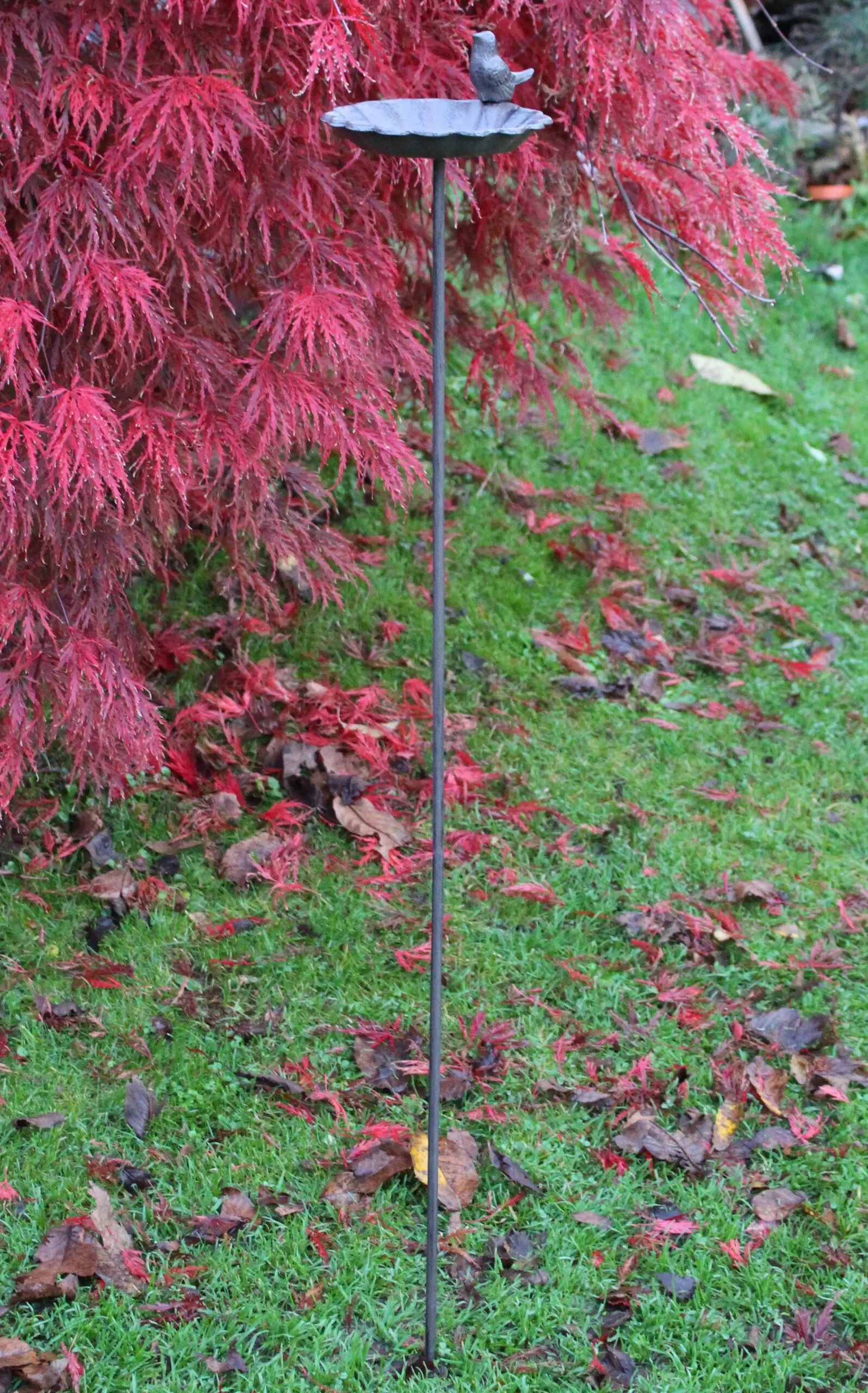 Tuinsteker vogelschaal, vogelbad bloem met vogel  VB302 - Afbeelding 3