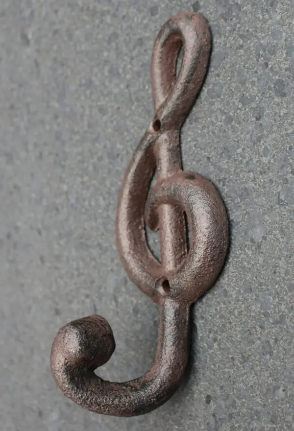 Kapstokhaak muzieksleutel, robuust, gietijzer 6Y3048