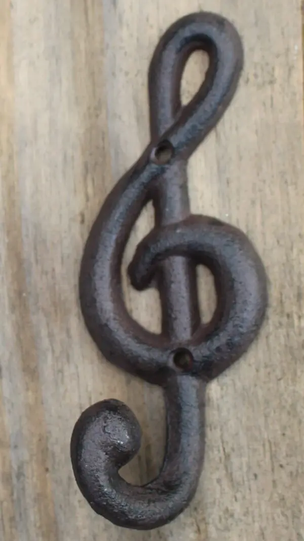 Kapstokhaak muzieksleutel, robuust, gietijzer 6Y3048 - Afbeelding 2