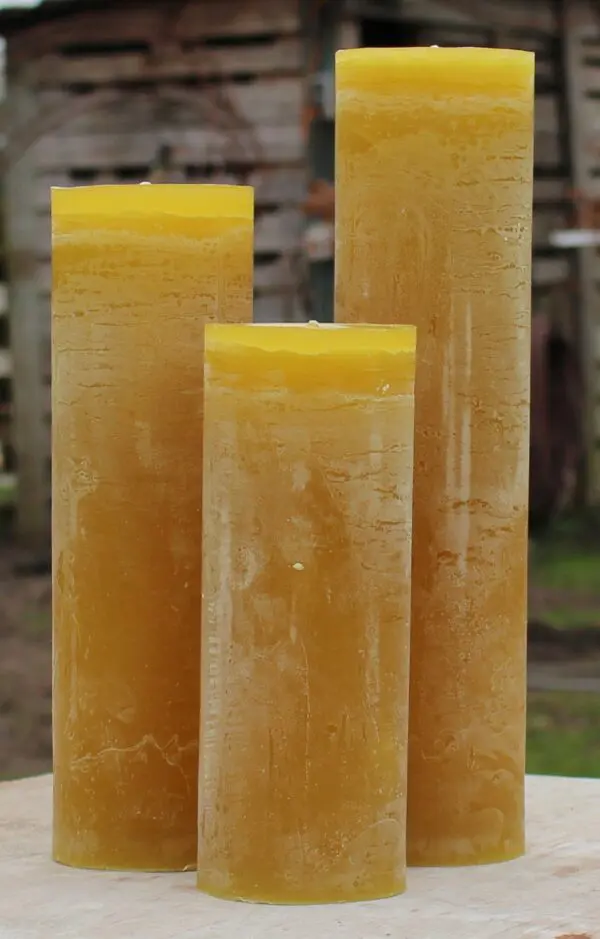 Krulkaarsen, Bika Kaarsen, set van 3, Mosterd