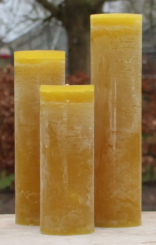 Krulkaarsen, Bika Kaarsen, set van 3, Mosterd - Afbeelding 2