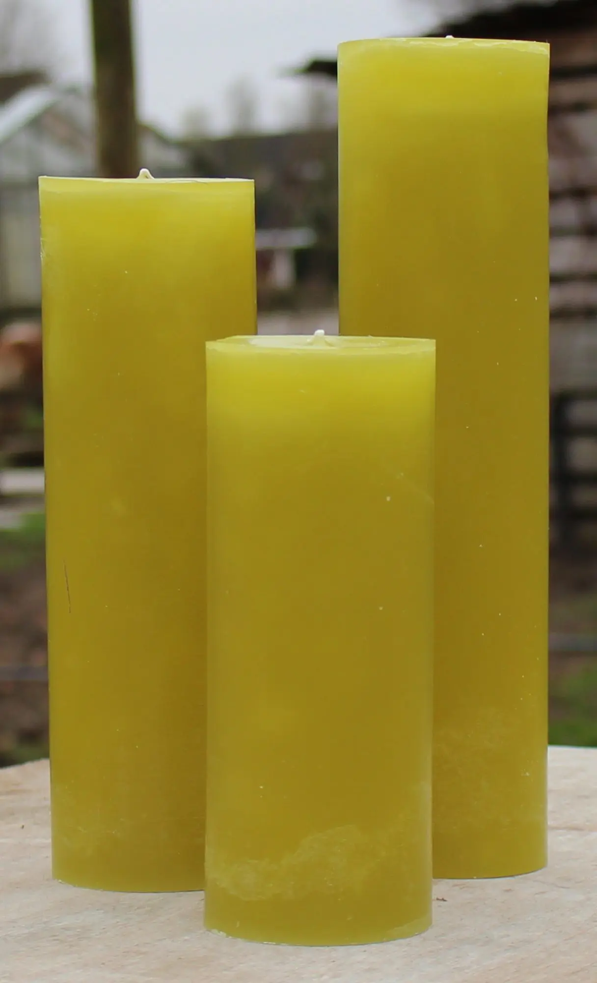 Krulkaarsen, Bika Kaarsen, set van 3, Olijf glad - Afbeelding 3