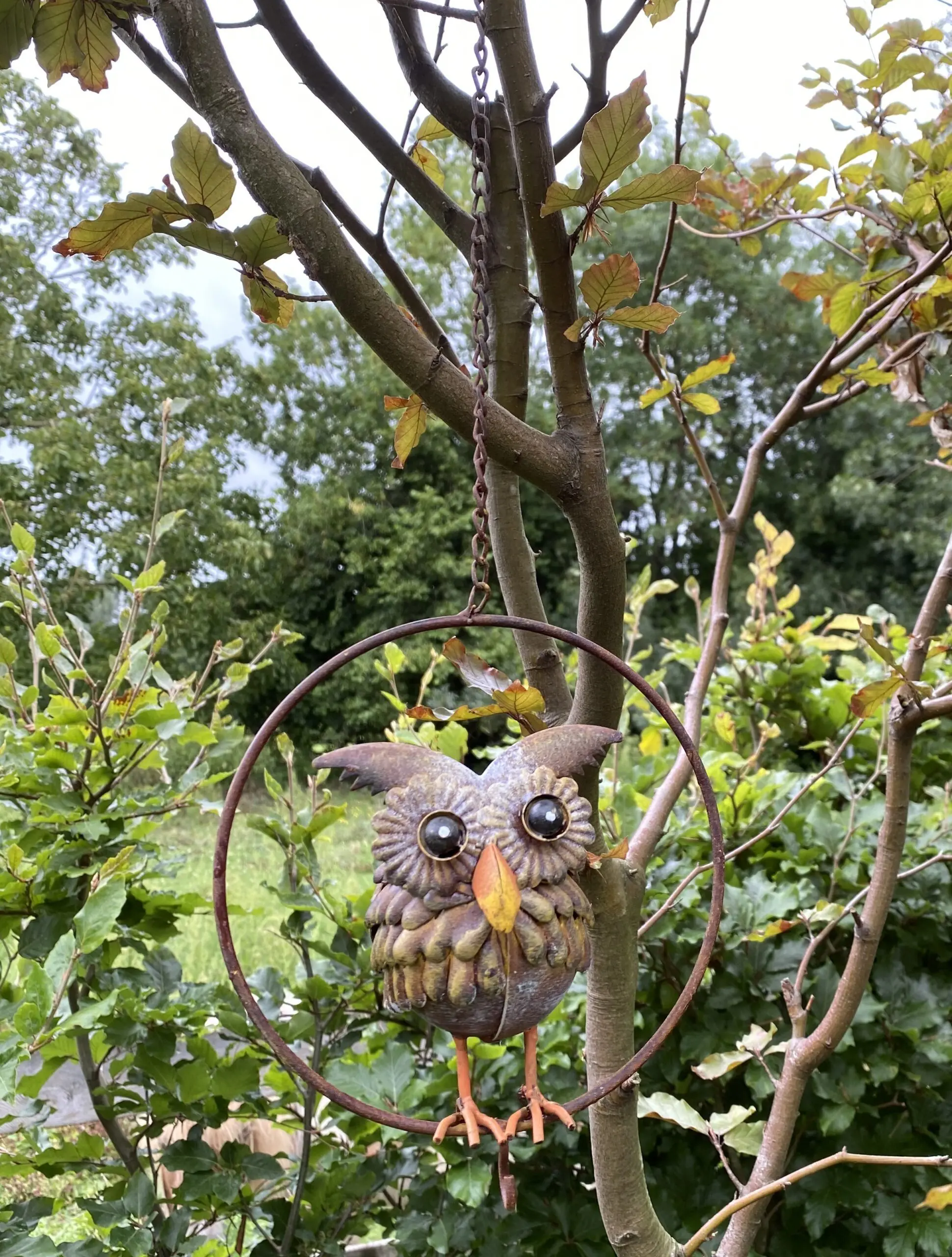 Vogelvoerhanger, vetbolhanger uil, oehoe, metaal, groot VH351