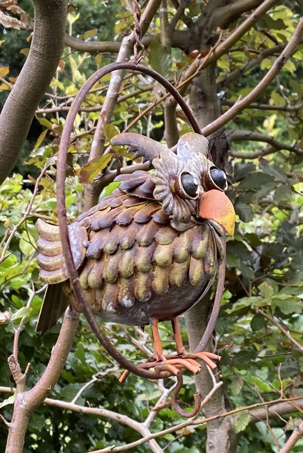 Vogelvoerhanger, vetbolhanger uil, oehoe, metaal, groot VH351 - Afbeelding 2