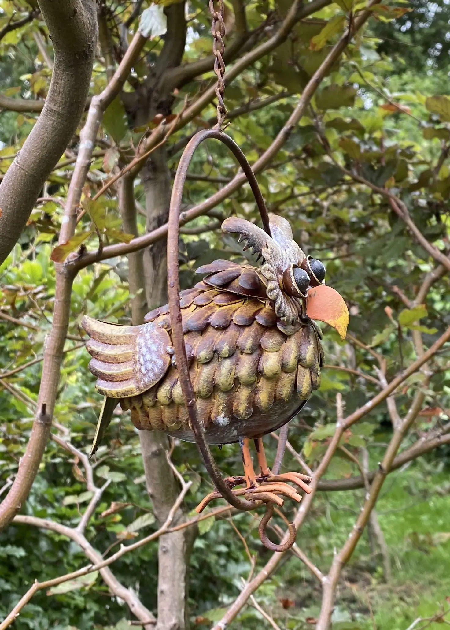 Vogelvoerhanger, vetbolhanger uil, oehoe, metaal, groot VH351 - Afbeelding 3