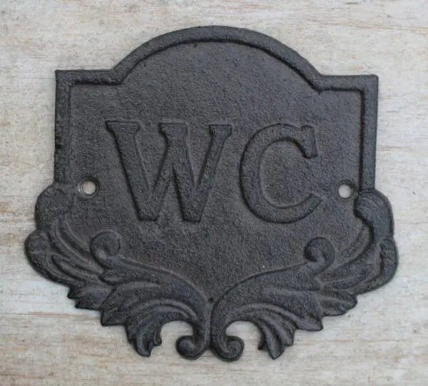 Bordje, schild met tekst WC, gietijzer   BG110