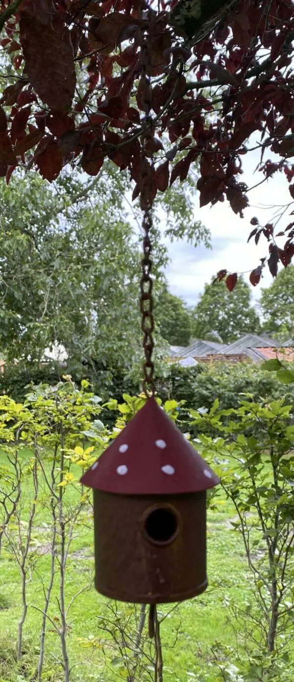 Vetbolhanger, vogelvoerhanger vogelhuisje, roestig metaal  VH150A - Afbeelding 2