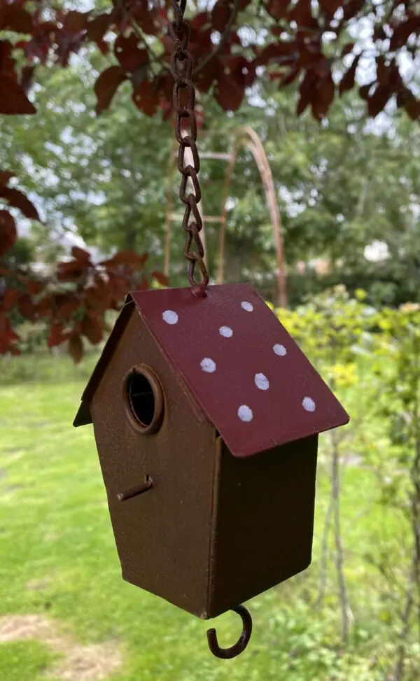 Vetbolhanger, vogelvoerhanger vogelhuisje, roestig metaal  VH150C
