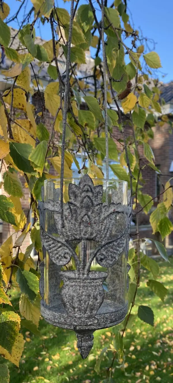 Lantaarn aged metal met glas AM07D - Afbeelding 3