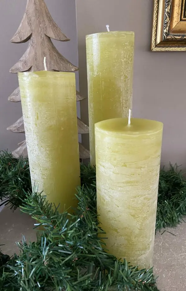 Krulkaarsen, Bika Kaarsen, set van 3, Olijf Greenery