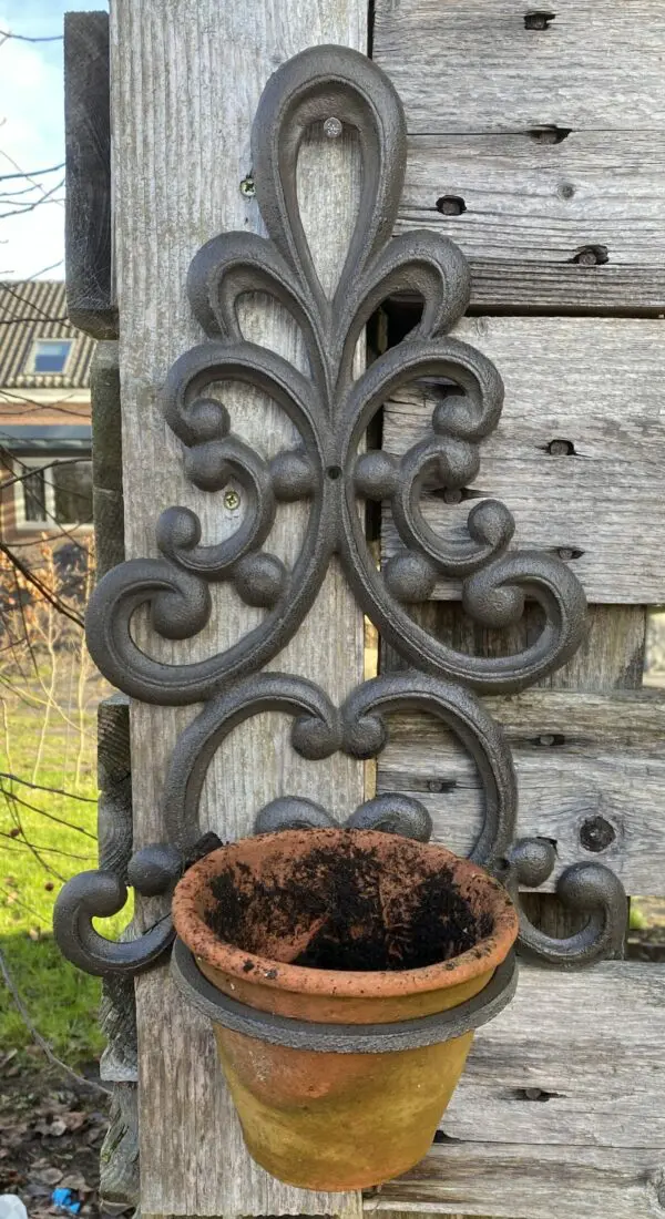 Bloempothouder Franse Lelie voor aan de muur, gietijzer BPH130