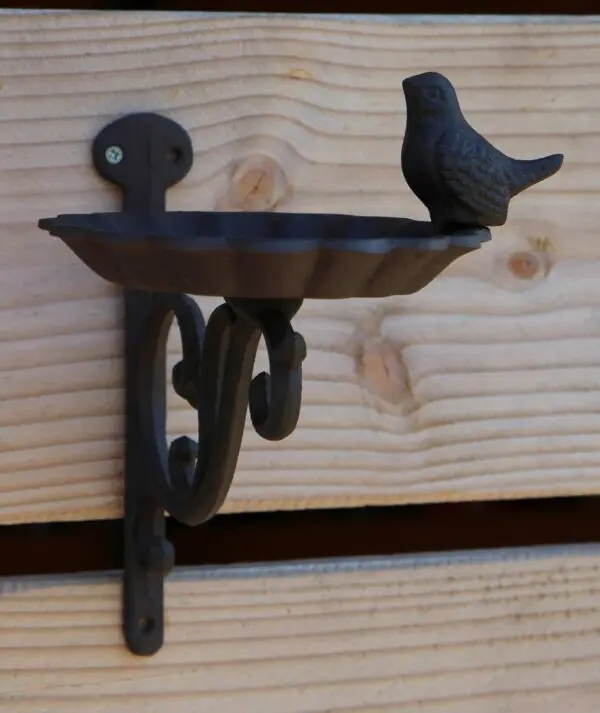 Wandhaak met vogelschaal en vogel, gietijzer VB163 - Afbeelding 3