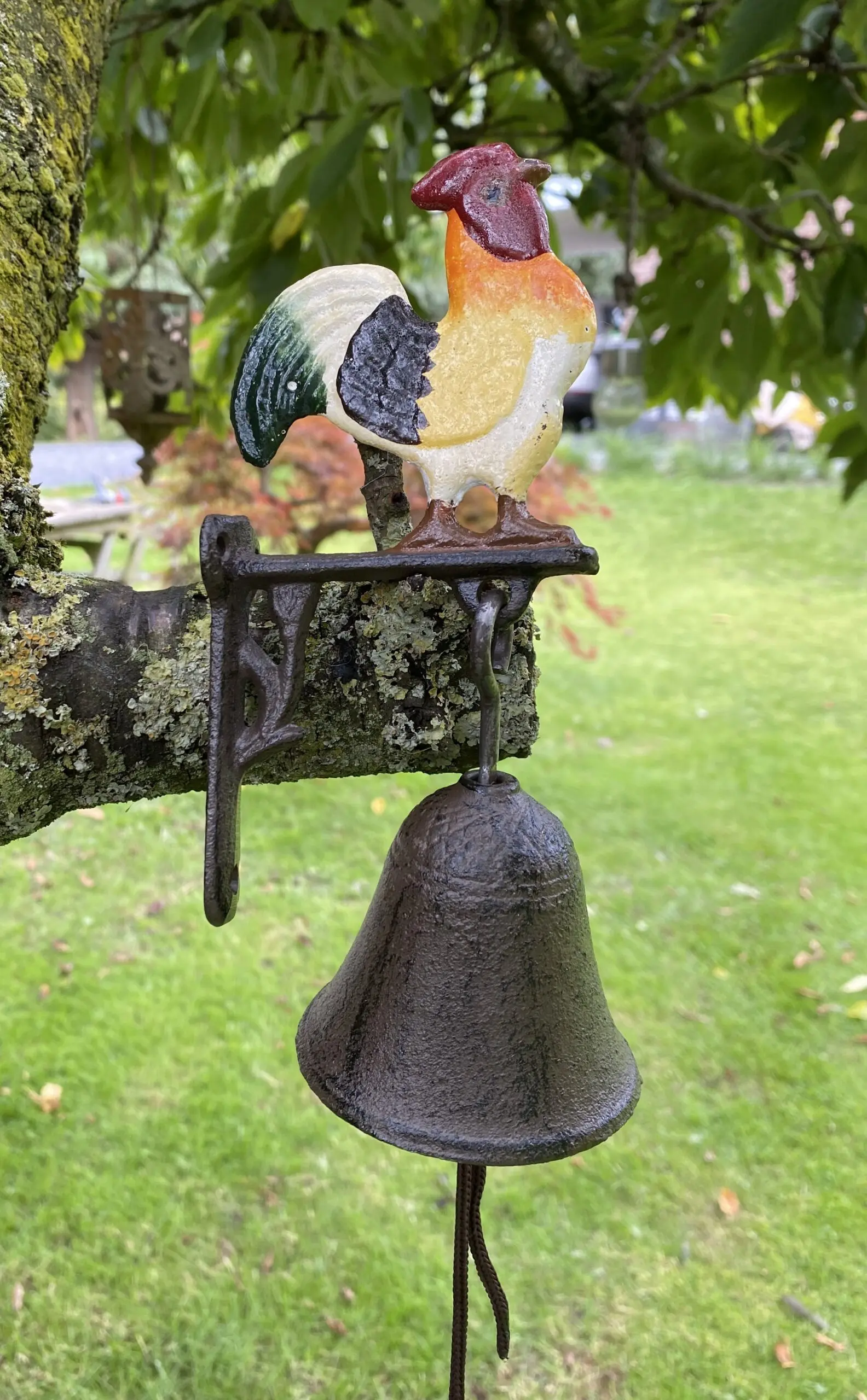 Deurbel haan, gekleurd, gietijzer DB139K - Afbeelding 2