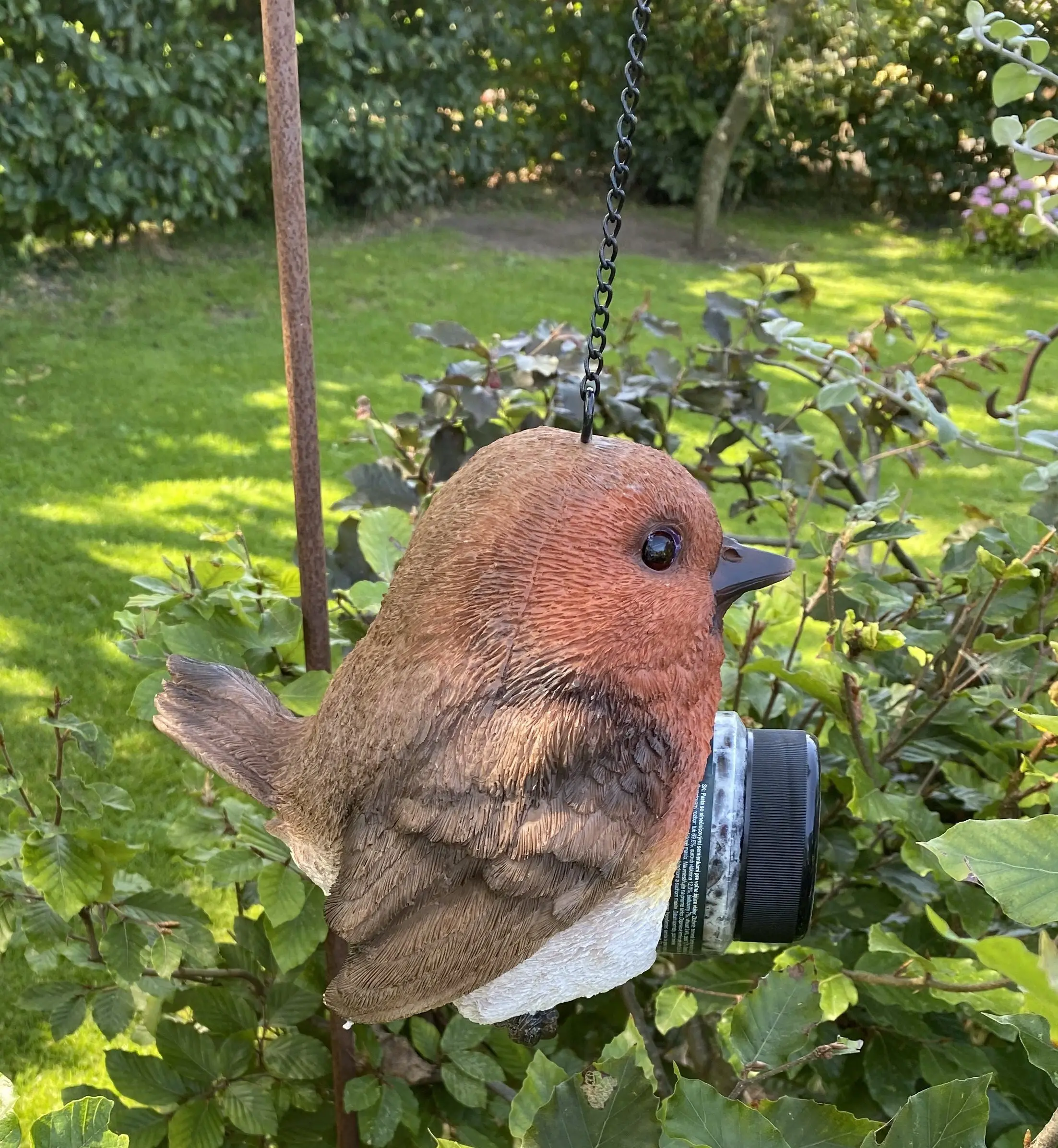 Pindakaaspothouder Vogel, wit/bruin/oranje