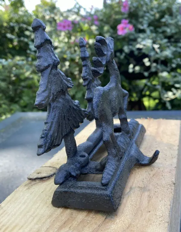 Stocking Hanger hert met dennenbomen, kasthaak, gietijzer XM698 - Afbeelding 4