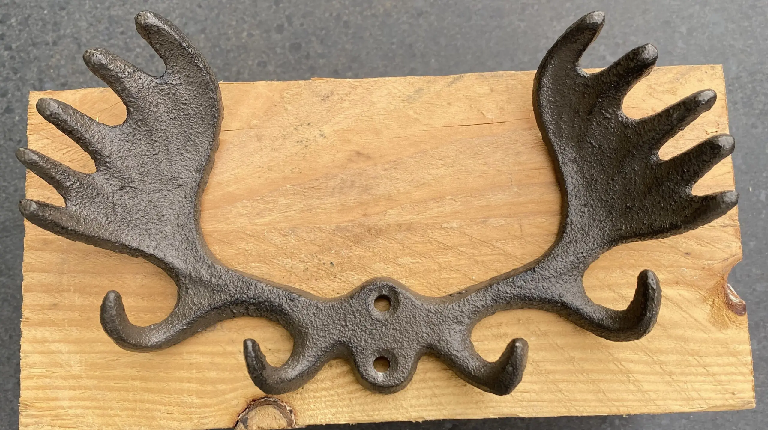 Kapstokhaak gewei Eland met 4 haken, gietijzer KH180