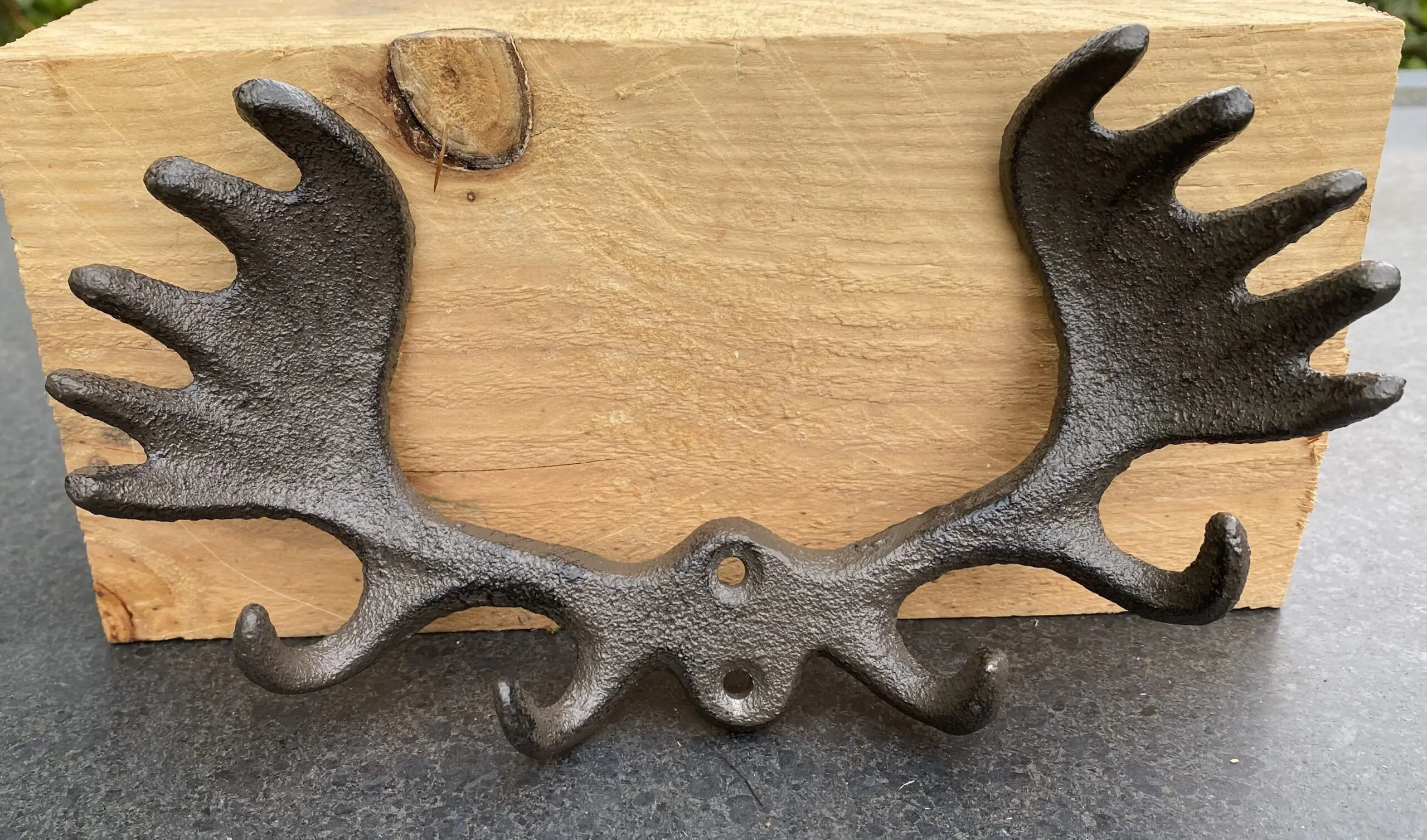 Kapstokhaak gewei Eland met 4 haken, gietijzer KH180 - Afbeelding 3