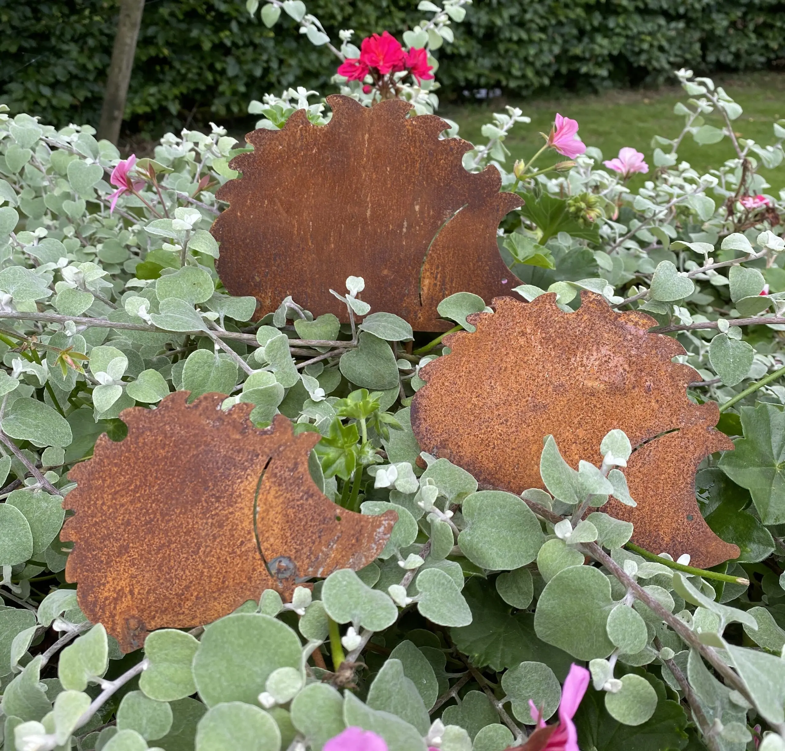 Tuinstekers egels, set van 3 stuks, roestig metaal SSE235 - Afbeelding 2