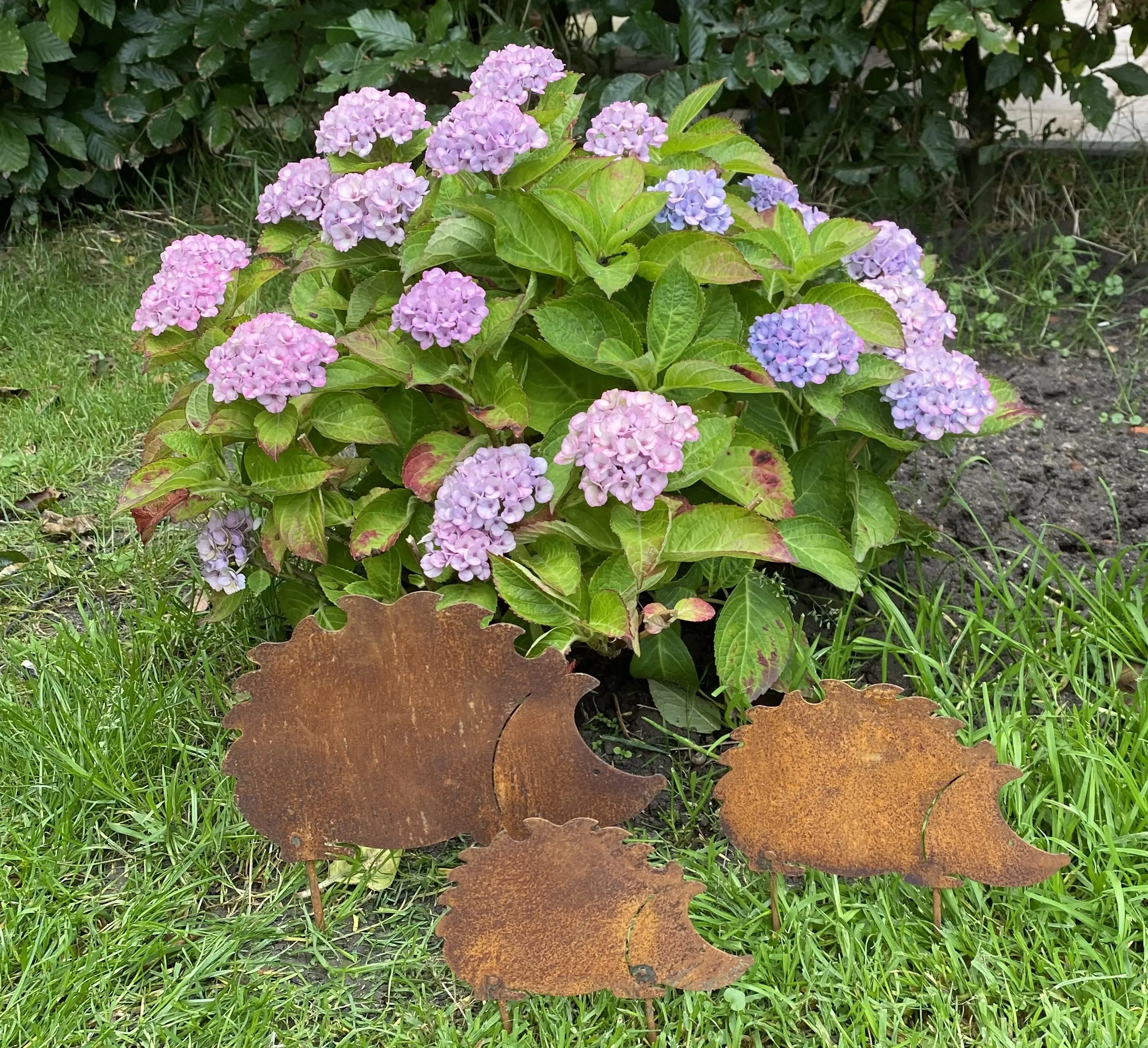 Tuinstekers egels, set van 3 stuks, roestig metaal SSE235 - Afbeelding 4