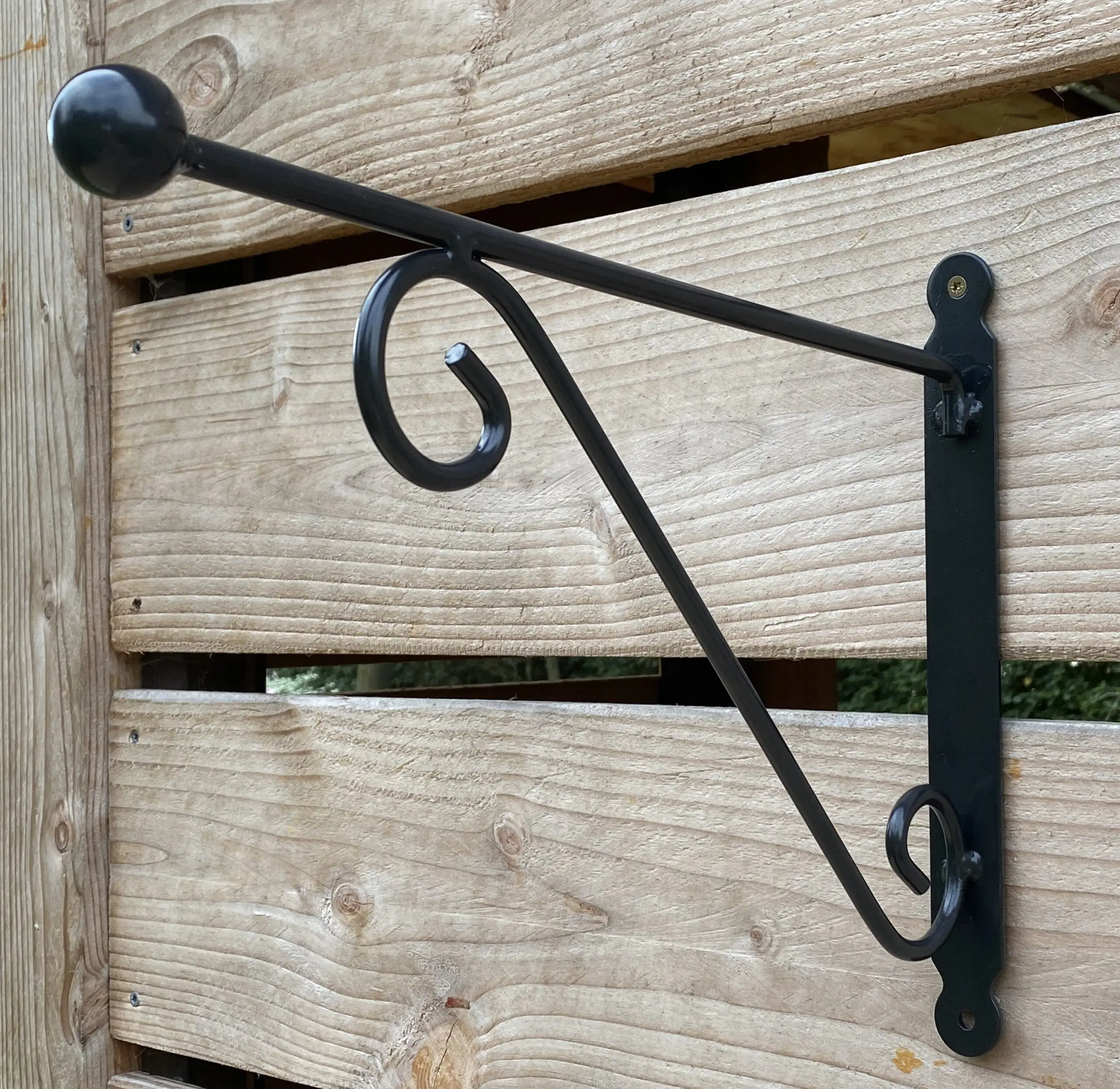 Wandhaak met sierknop, 39 cm. donkergrijs, metaal   BPH118