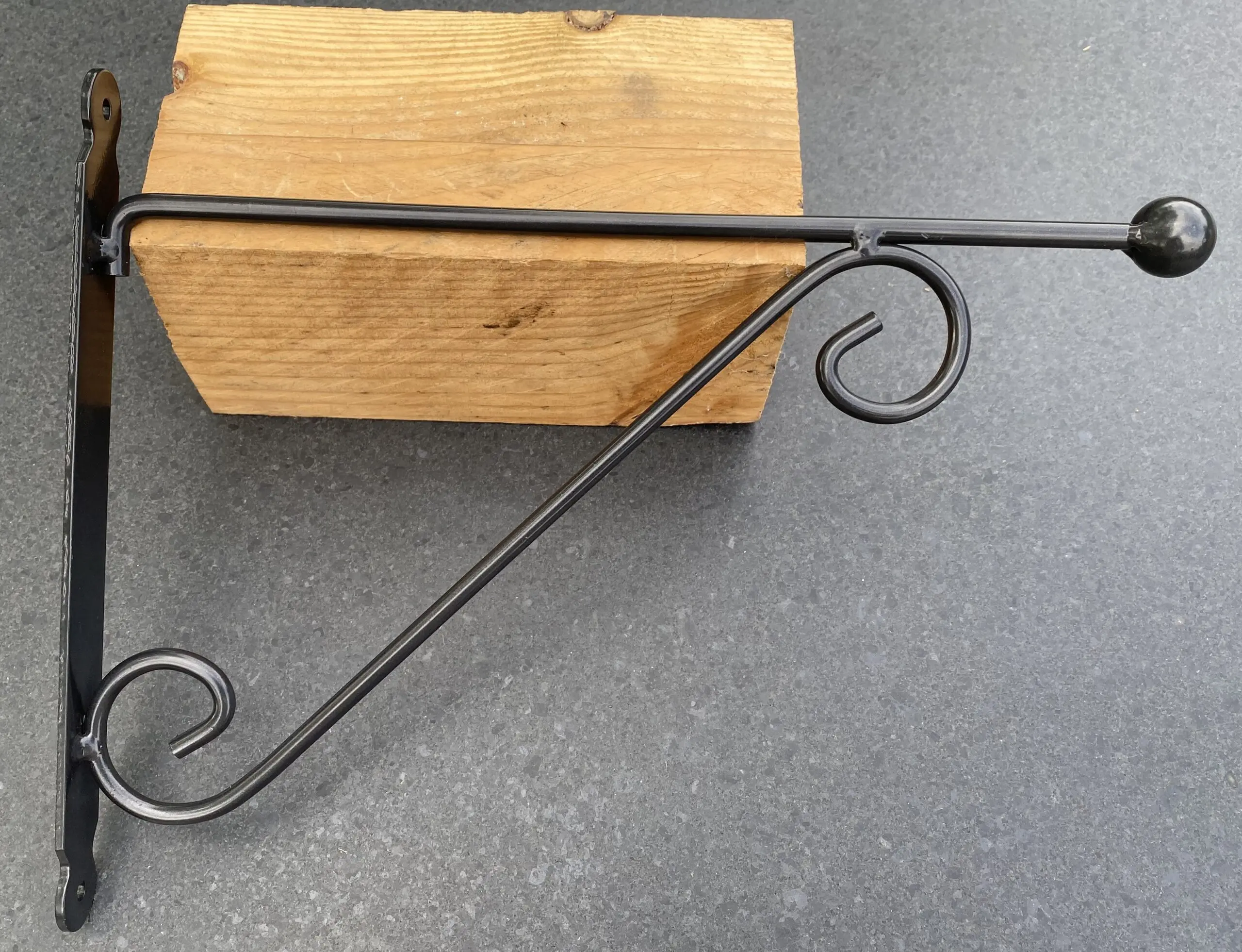 Wandhaak met sierknop, 39 cm. donkergrijs, metaal   BPH118 - Afbeelding 4