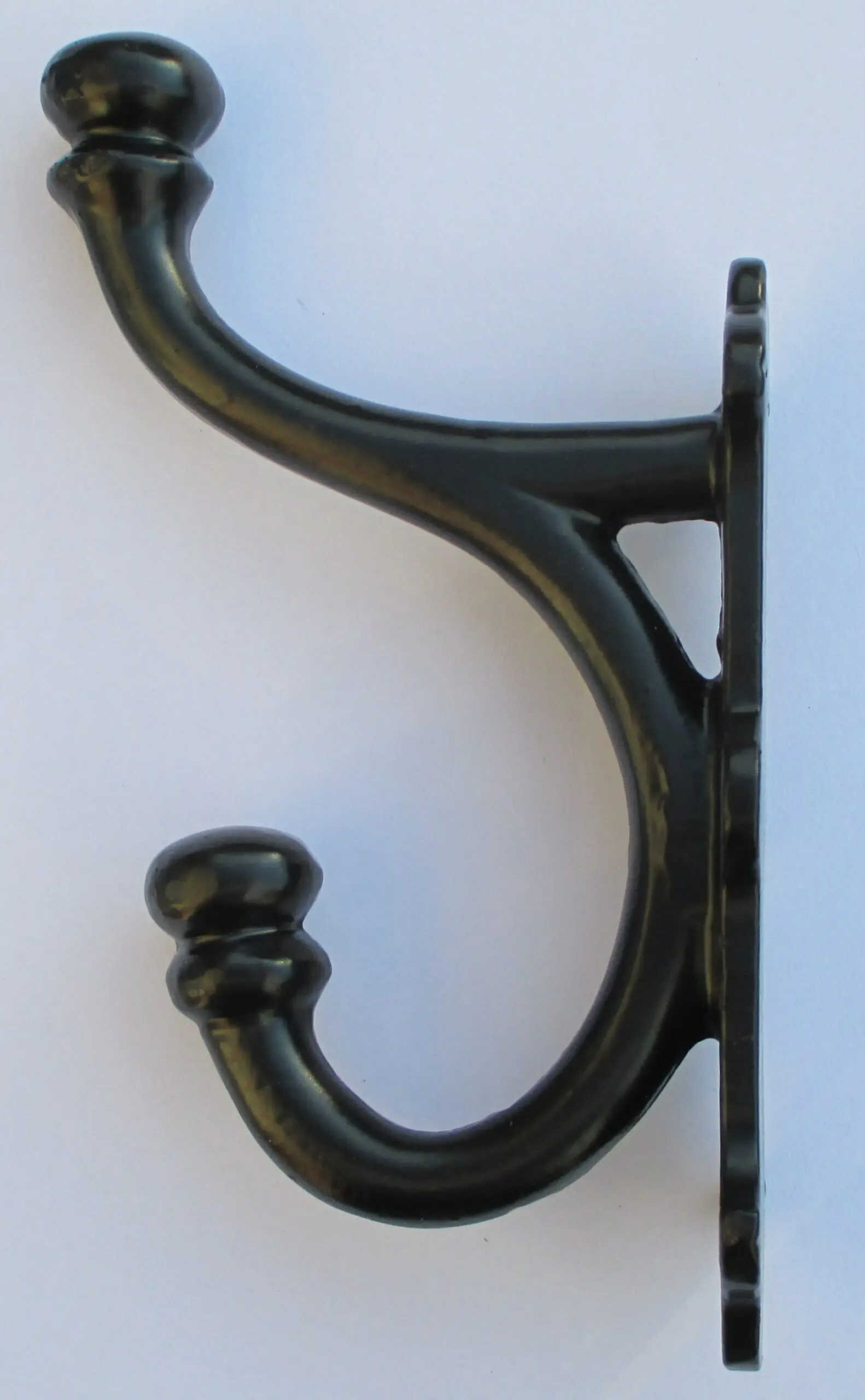 Kapstokhaak degelijk, groot en dik, gietijzer, zwart KH110